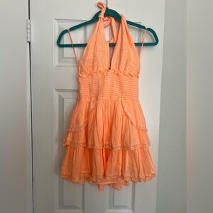 LoveShackFancy Deanna Heritage Halter Mini Dress